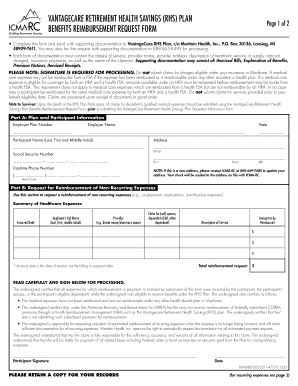 VantageCare Retirement Health Savings Reimbursement Form