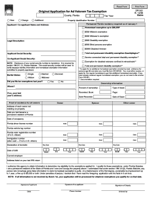 Florida Ad Valorem Tax Exemption Application