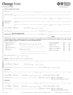 Health Insurance Change Form