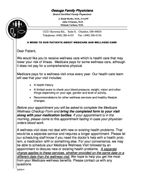 Medicare Wellness Checkup Form