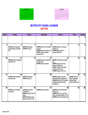 Outlook Calendar Template for Word - City of Milpitas - ci milpitas ca