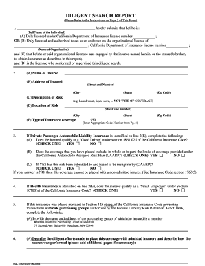 California Diligent Search Report