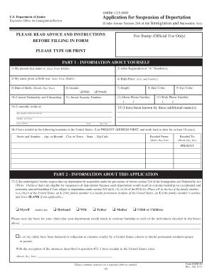 US Application for Suspension of Deportation