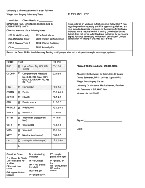 Weight Loss Surgery Laboratory Tests