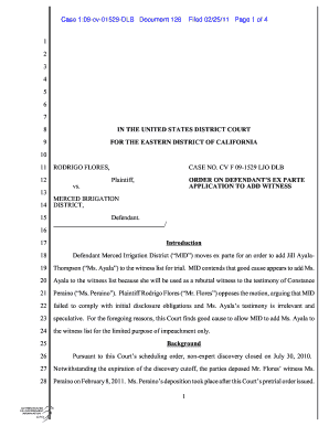Case 1:09cv01529DLB Document 128 Filed 02/25/11 Page 1 of 4 1 2 3 4 5 6 7 8 IN THE UNITED STATES DISTRICT COURT 9 FOR THE EASTERN DISTRICT OF CALIFORNIA 10 11 RODRIGO FLORES, 12 CASE NO - gpo