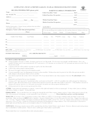 Gymnastics and Cheer Registration Form