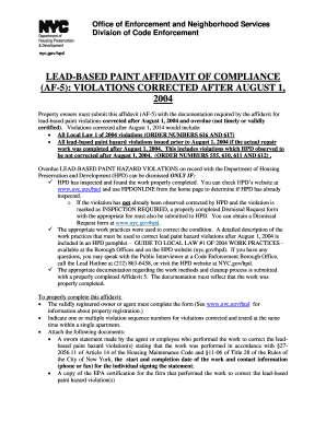 Lead-Based Paint Affidavit of Compliance
