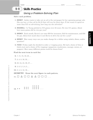 Pre-Algebra Skills Practice Worksheet