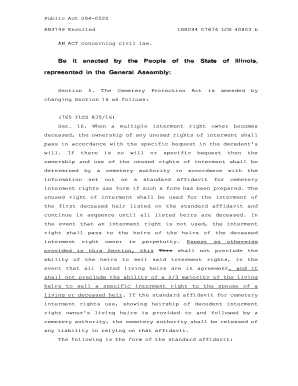 Illinois Cemetery Interment Rights Affidavit