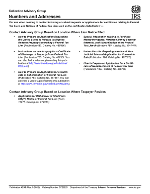 IRS Federal Tax Lien Advisory Group Contact Information