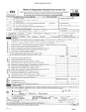 Form 990 (2013) Tax Exemption Application