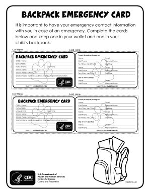 Backpack Emergency Card