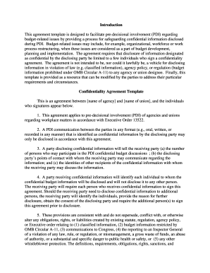 Confidentiality Agreement for Budget-Related PDI