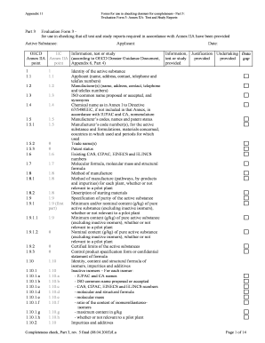 Evaluation Form 3 Annex IIA Test and Study Reports