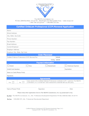 Certified Childcare Professional Renewal Application