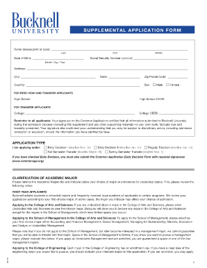 Bucknell University Supplemental Application Form