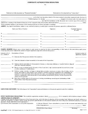 Corporate Authorization Resolution