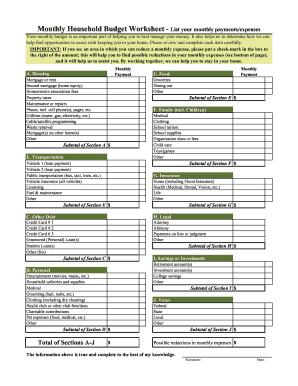 38 Printable Home Budget Worksheet Forms and Templates - Fillable Samples  in PDF, Word to Download | pdfFiller