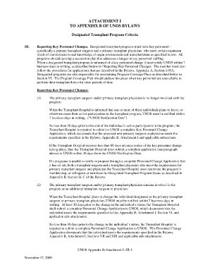 attachment i to appendix b of unos bylaws