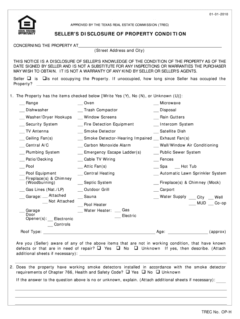 sellers disclosure 2010 form Preview on Page 1