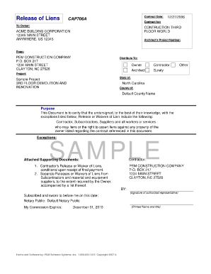 Subcontractor lien release form - how do i edit a pem software systems inc contractor to subcontractor document form