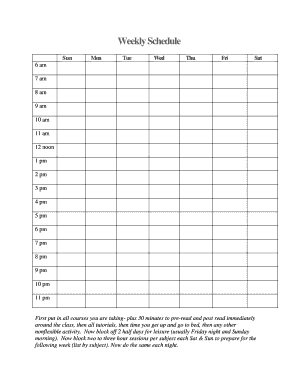 College Class Schedule Template Printable from www.pdffiller.com