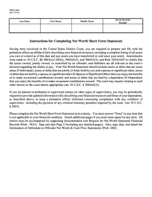Net Worth Short Form Statement