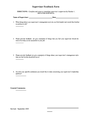 Supervisor Feedback Form