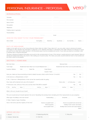 Personal Insurance Proposal Form