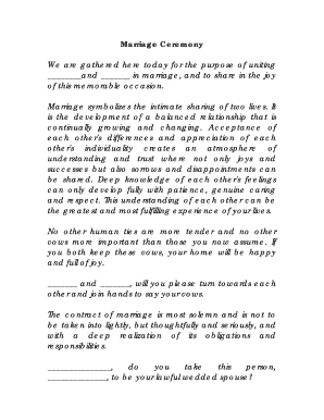 California Marriage Ceremony Script