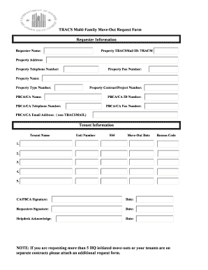 TRACS Multi-Family Move-Out Request Form