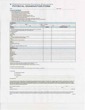 Preparticipation Physical Evaluation Form