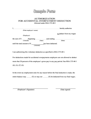 Authorization for Accidental Overpayment Deduction