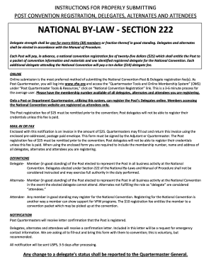 VFW National Convention Registration Form