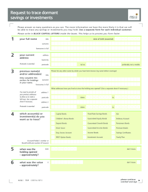 UK Dormant Savings or Investments Trace Request Form
