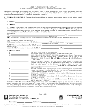 North Carolina Offer to Purchase and Contract