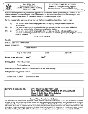 New York Interdepartmental Promotion Eligible List Request