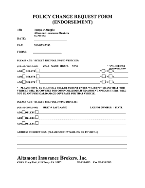 Policy Change Request Form