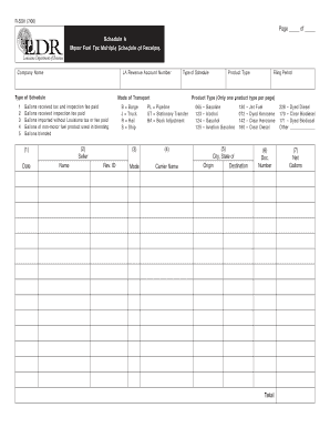 Louisiana Motor Fuel Tax Multiple Schedule of Receipts