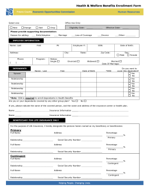Health & Welfare Benefits Enrollment Form