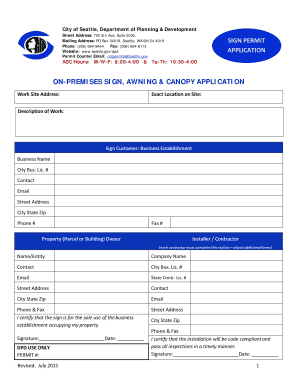Seattle On-Premises Sign Permit Application