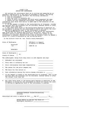 Motion for Continuance Affidavit