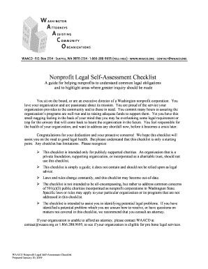 Nonprofit Legal Self-Assessment Checklist