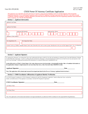 DEA Form 253 CSOS Power of Attorney Certificate Application