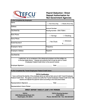 Direct Deposit Authorization Form