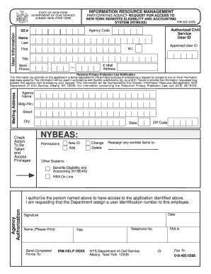 New York Benefits Eligibility and Accounting System Access Request