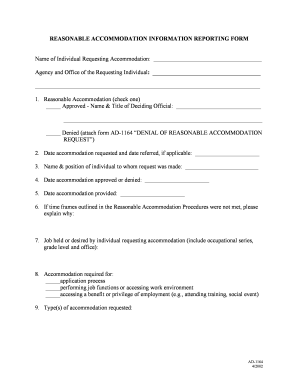 Reasonable Accommodation Information Reporting Form