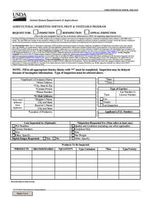USDA Fruit and Vegetable Inspection Request Form