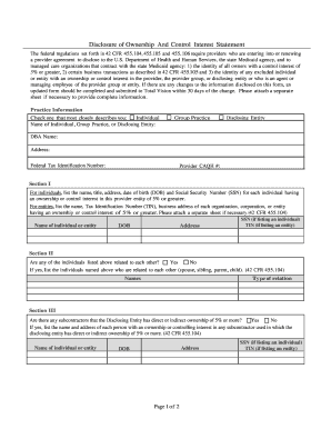 Disclosure of Ownership and Control Interest Statement