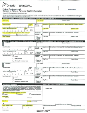 Ontario Patient Enrolment Form